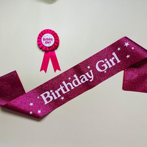 birthyday girl 生日派对用品生日肩带礼仪带胸花